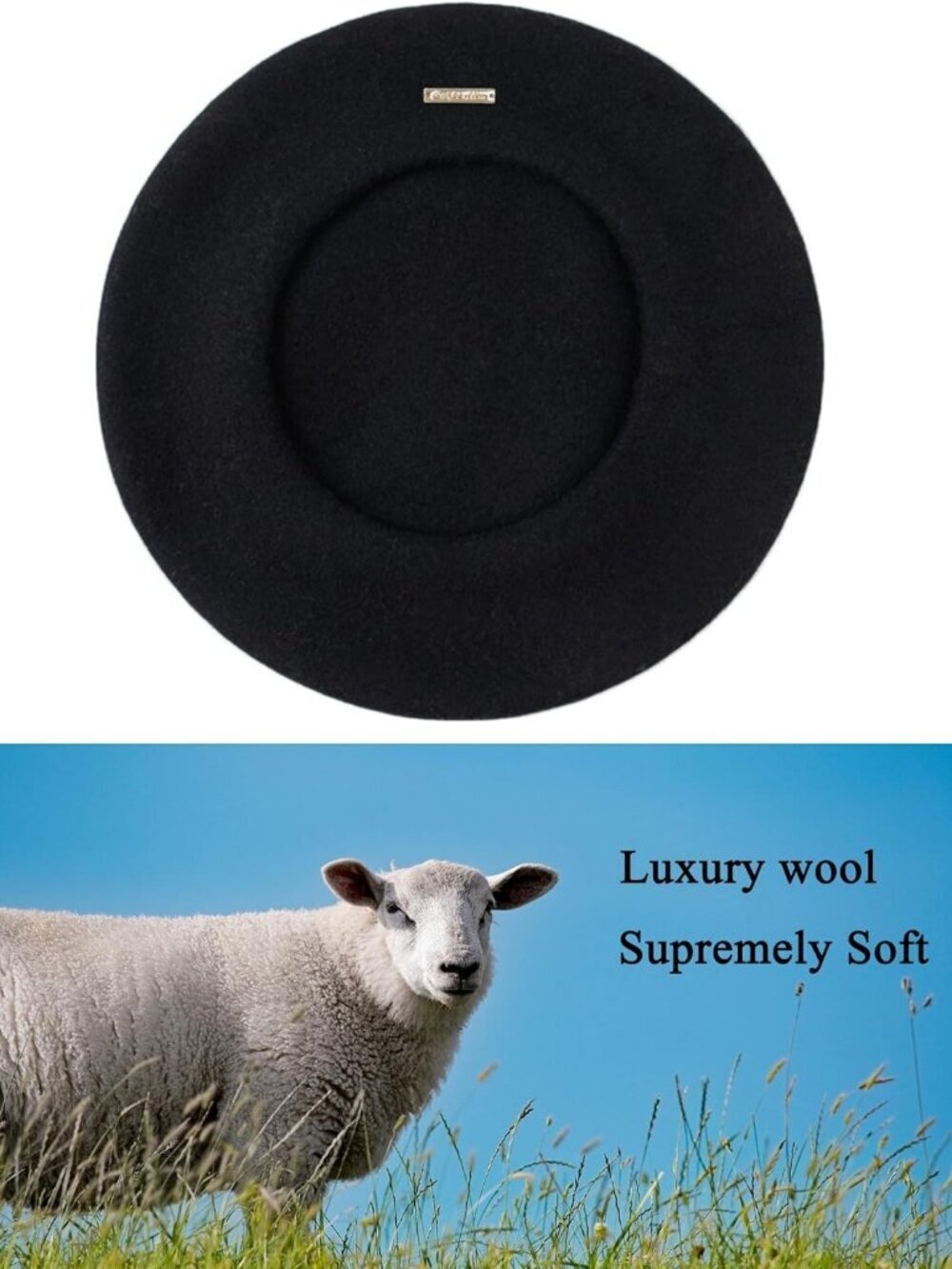 Women's Casual and Chic Vintage Wool French Berets Painters Hat Black - Picture 3 of 7